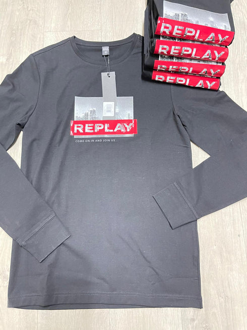 Replay Jeans tshirt חולצת ריפלי לגבר קולקצית